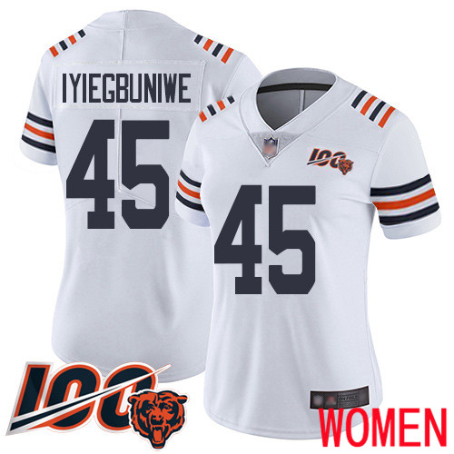 Chicago Bears Limited White Women Joel Iyiegbuniwe Jersey NFL Football #45 100th Season->women nfl jersey->Women Jersey